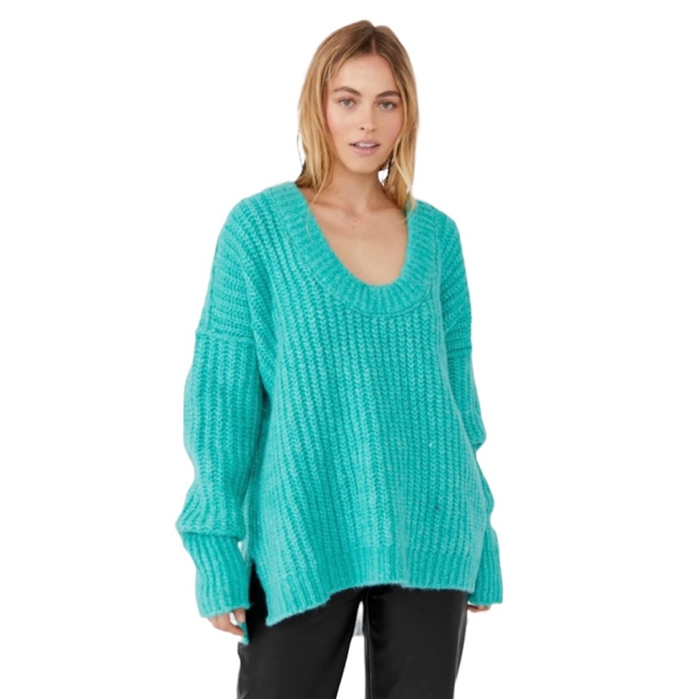 Free People Blue Bell V Neck Sweater